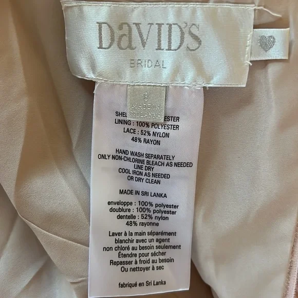 David’s Bridal Lace Mesh V Neck Bridesmaid Dress | petal | size 8 - Picture 4 of 5